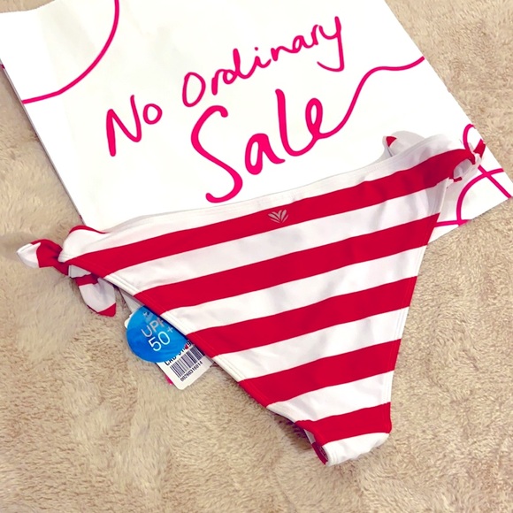 NEW FOREVER 21 Red & White Striped Bikini Bottom - Picture 9 of 9